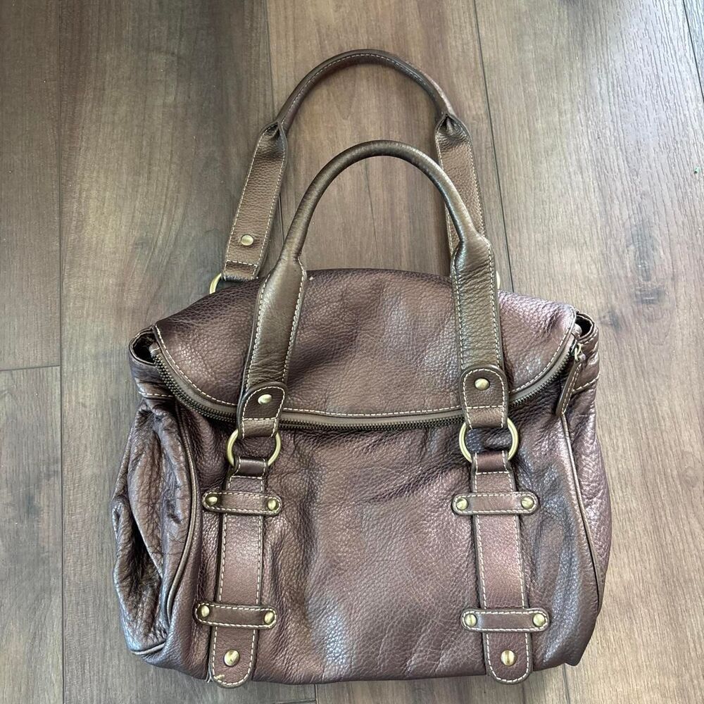 Coldwater Creek Pebbled Leather Tote Chain Bag